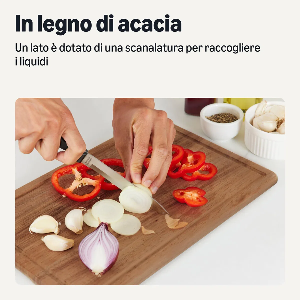 Amazon Basics - Taglieri in Legno, Set di 3 pezzi, Legno di Acacia, Pre-Trattato con Olio