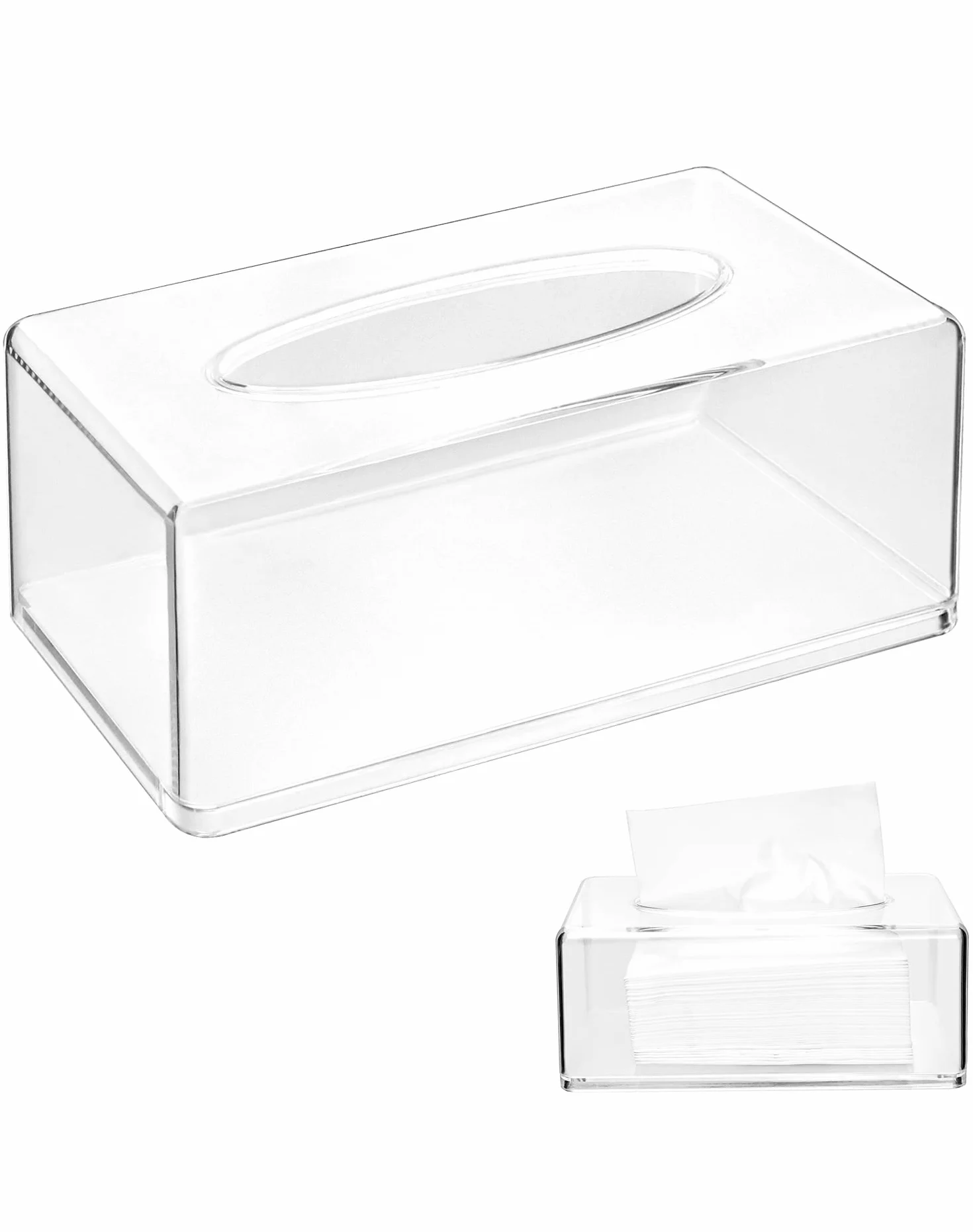 QWORK® Scatola per fazzoletti acrilici, trasparente porta fazzoletti rettangolare, per camera da letto, bagno, soggiorno