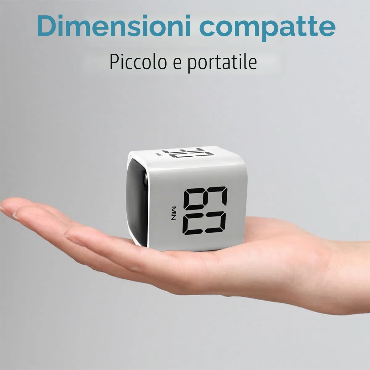 QUMOX Timer Cubo 5 10 30 60 Minuti, Timer Digitale Ricaricabile con Sensore di Gravità, Modalità Manuale, Vibrazione e 2 Livelli di Volume, Timer Portatile per Studio, Lavoro, Cucina (Bianco)