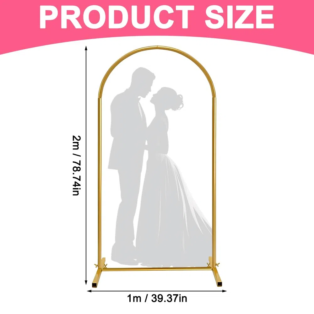 Arco per Matrimonio, 1 x 2 m Supporto per Arco di Palloncini per Matrimoni, Supporto per Arco di Matrimonio, in Metallo, per Feste di Compleanno, Cerimonie, Baby Shower, Lauree, Decorazioni