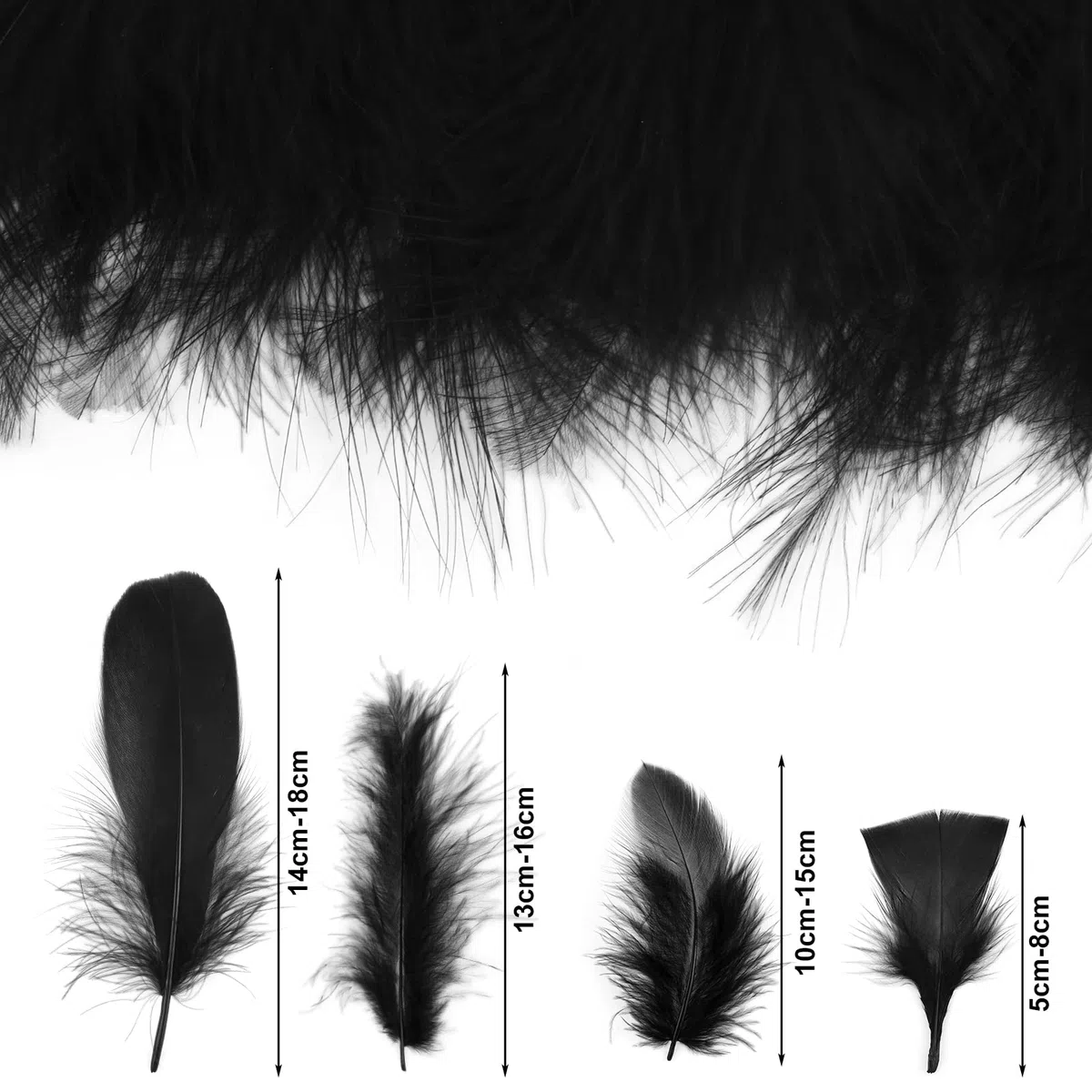 MWOOT 400 Pezzi Piume Decorative, 7-15CM Piume Naturali Nero per DIY Cacciatore di Sogni Pasqua Ghirlanda di Natale Carnevale Nozze Decorazione, Crafts DIY Feather