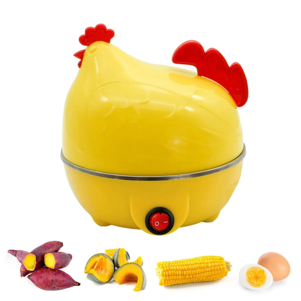 Uova scalfettore, bollitore elettrico a vapore per uova sode, uova a forma di gallina con 7 capacità di uova - uova in camicia e uova sode, con spegnimento