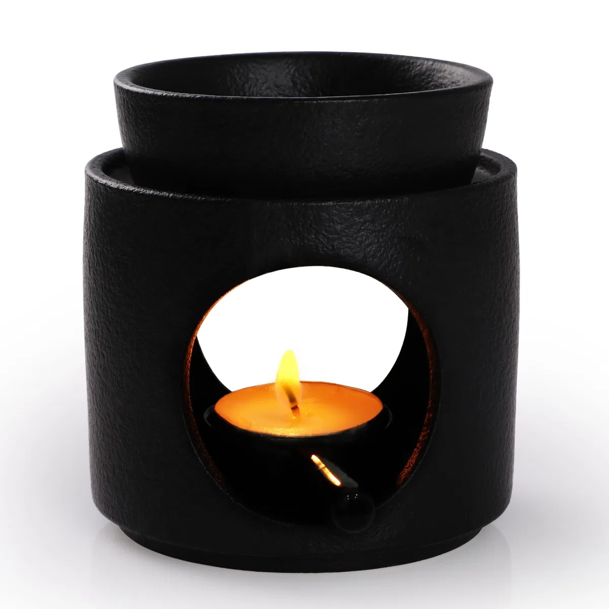 WD&CD Bruciatore di Oli Essenziali, Brucia Essenze Ceramica Bruciatori per oli Essenziali Aroma Lamp Porcellana Portacandele Decorazione per Casa Camera da Letto/Decorazione, Nero