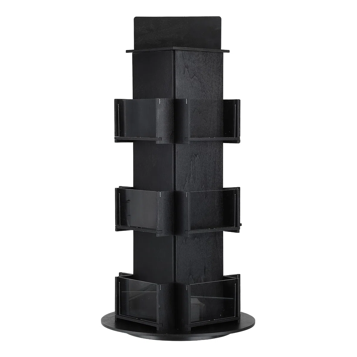PATIKIL Portacarte Girevole, Supporto Girevole A 3 Livelli in Legno per Cartoline Portacarte per caffè Tavolo Retail, Nero