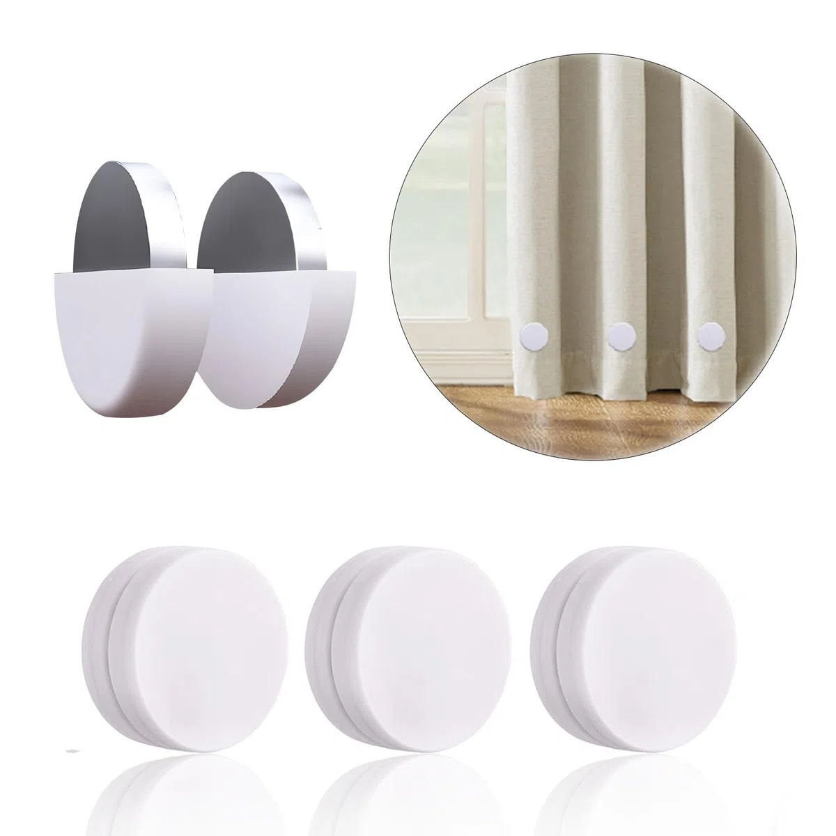 3 paia di pesi per tenda da doccia antiruggine, con magneti avvolti in silicone, Calamite Tende, Rotondo Magnetico Tenda Pesi, adatti per tende da doccia, tovaglie e tende