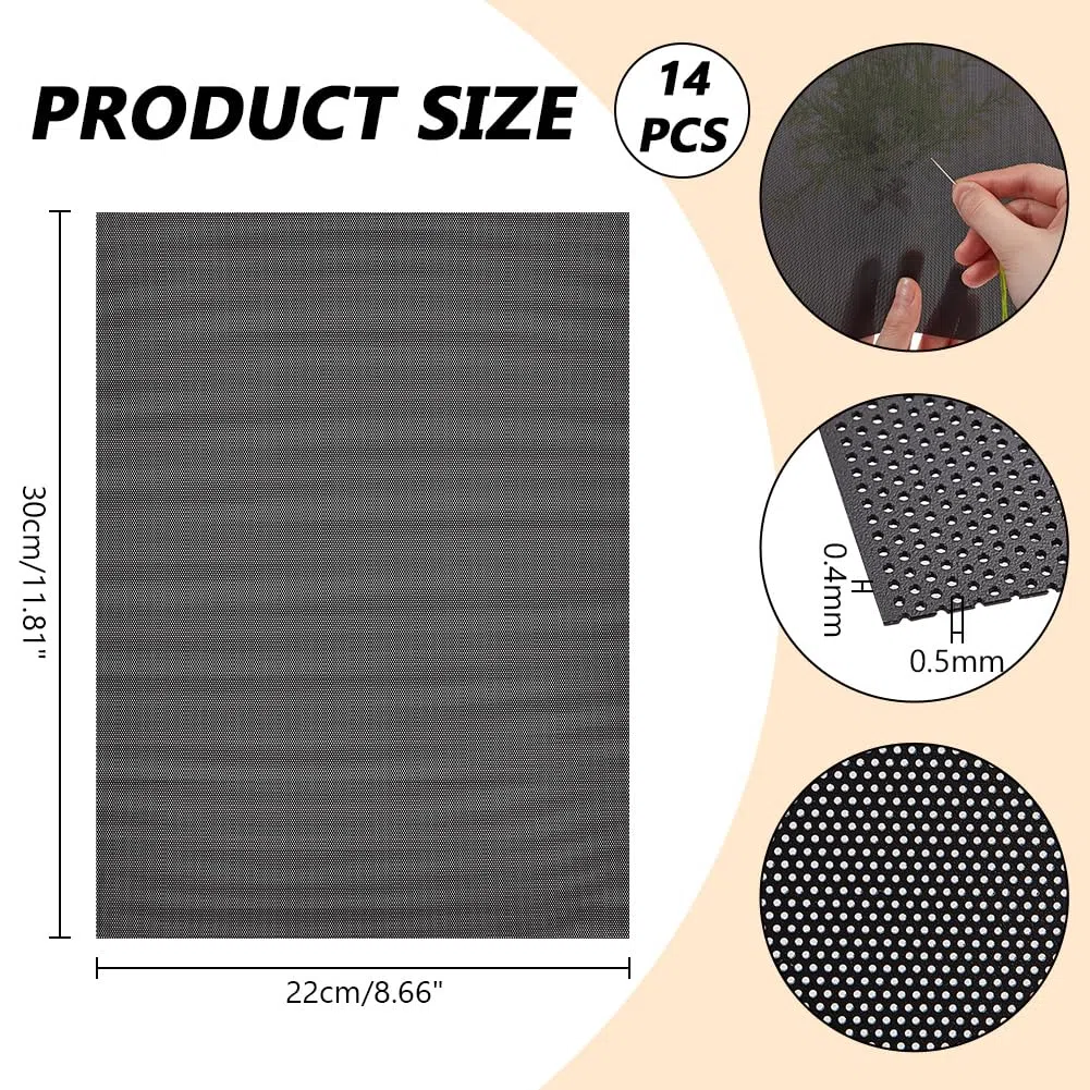 NBEADS 14 Pz Rete in Plastica PVC Nero, 30x22cm Custom Fursuit Eye Mesh Impermeabile Stampabile per Costumi Pelosi, Giochi di Ruolo, Tute da Pelliccia, Sculture, Artigianato, Foro: 0.5mm