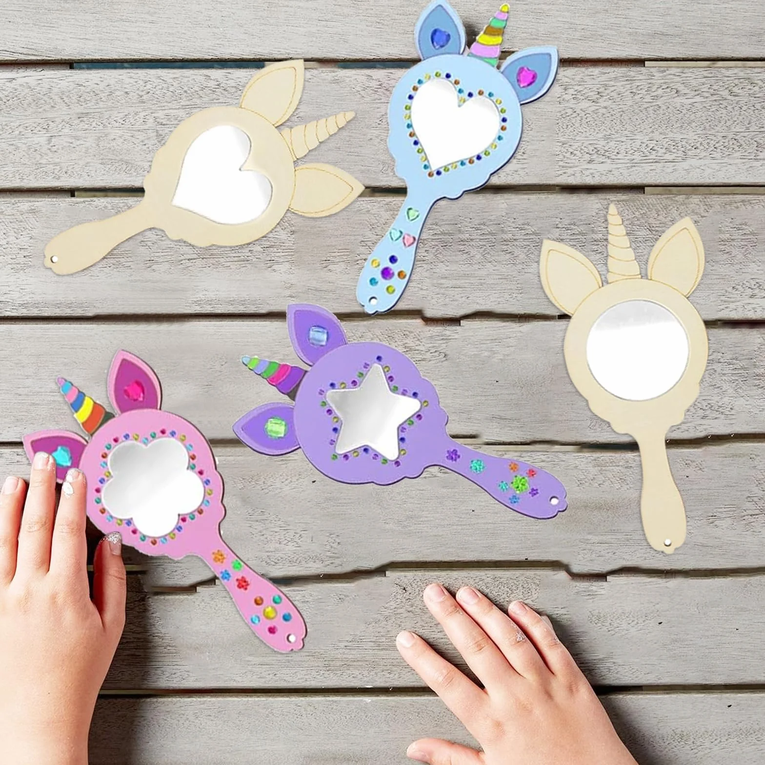 Zkaoai Specchio in Legno Fai Da Te, Mini Specchio DIY, Kit Creativo con Legno per Bambini