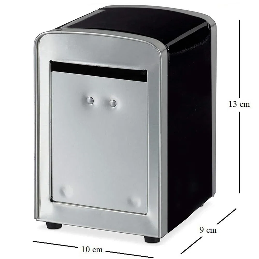 Virsus 6 Portatovaglioli da Bar a Molla NERO, misura 10x9x13 cm, Dispenser in Acciaio Inox per Tovaglioli 17x17cm, Distributore da tavolo di Fazzoletti Salviette Piccole per Gelateria, Bar -0050
