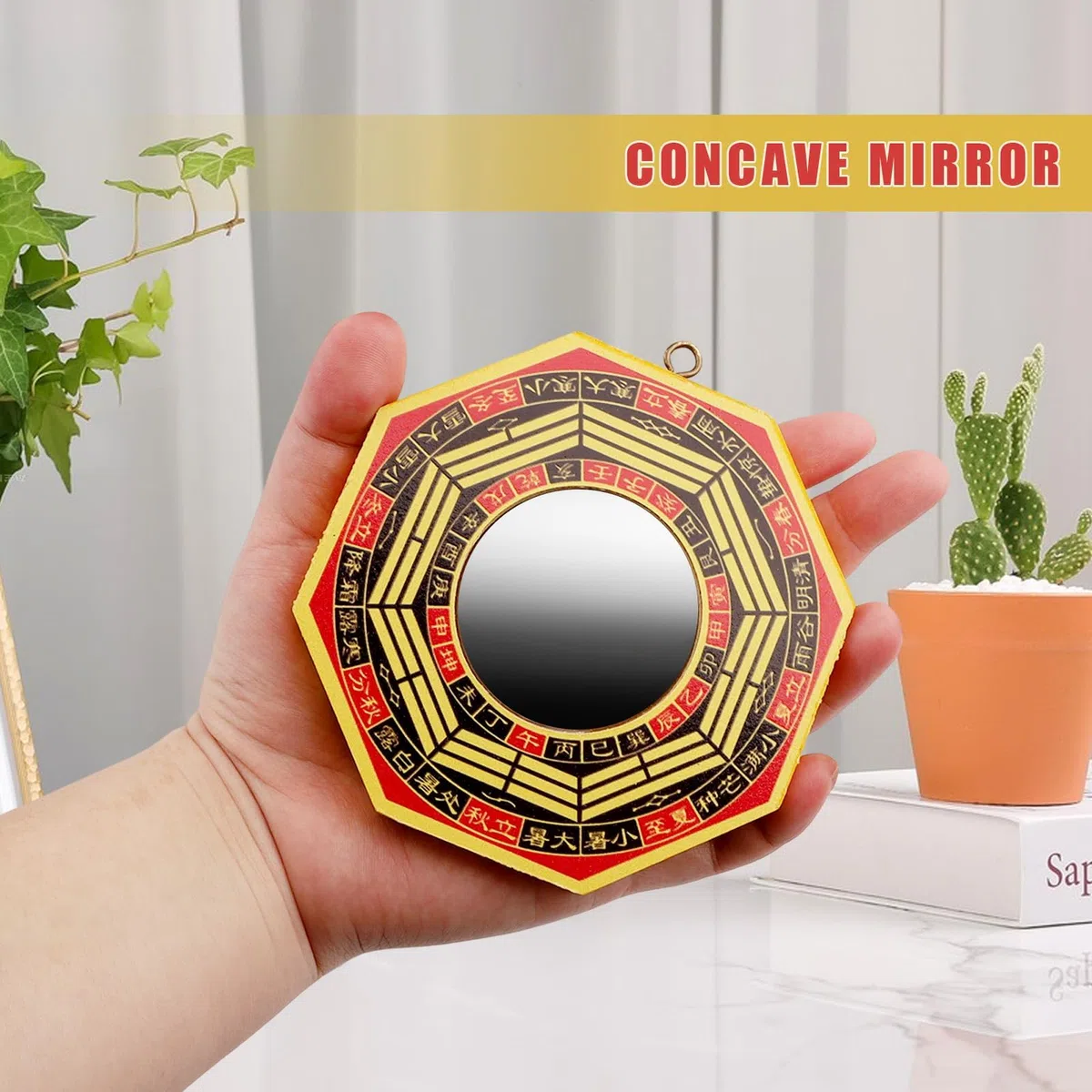 Set di 3 specchi tradizionali cinesi bagua, 10,2 cm, concavi e convessi, per Feng Shui, in legno autentico, specchi cinesi Feng Shui per divinazione, per casa, lavoro, protezione fortunata