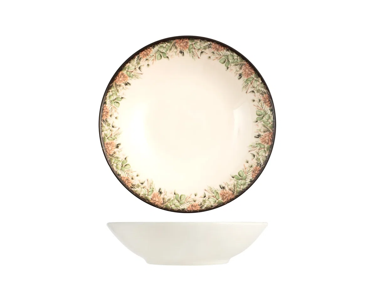 H&H Servizio Tavola 18 Pezzi Montana – Set Piatti Natalizi in Stoneware con Decoro Cervo, Adatto a Lavastoviglie e Microonde – Servizio per 6 Persone, Piatti Piani, Fondi e da Frutta