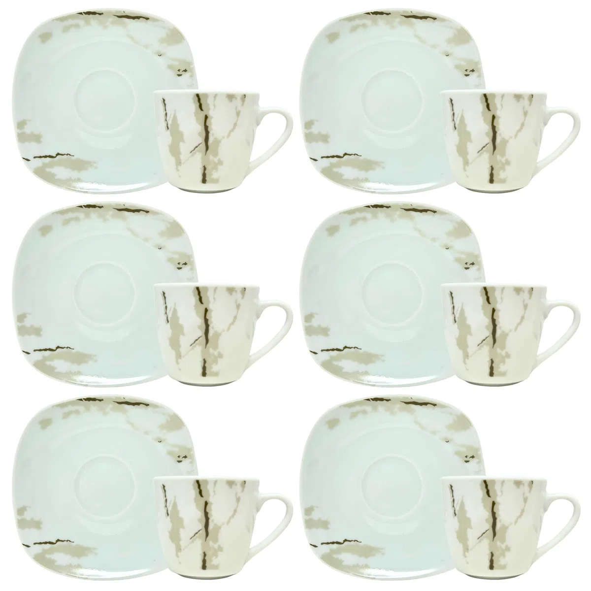 NAMAI - Set da 6 Tazzine Caffe Particolari con Piattino, Stile Autentico, Porcellana, Adatte In Lavastoviglie e Microonde, Idea Regalo (Hummus)