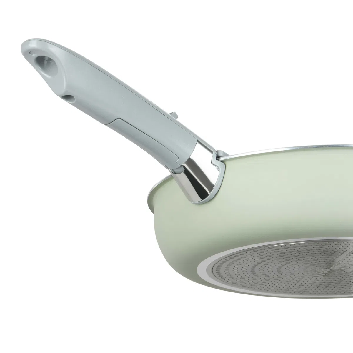 Sitram 716940 - Set di 3 padelle in alluminio, serie FAMILY, Ø 20,24,28 cm, rivestimento antiaderente in ceramica effetto pietra, colore verde, manico rimovibile SITRAMOVIble, tutte le luci incluse