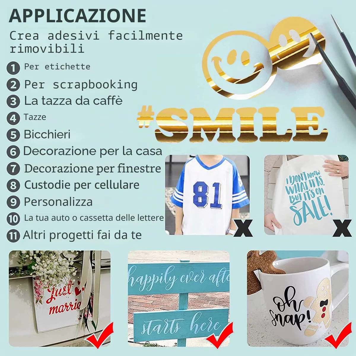 Lya Vinyl Vinile adesivo oro cromo, 30,5 x 457,2 cm, Vinile adesivo oro per Cricut, Silhouette Cameo, Pellicola oro metallizzata per regali fai da te, tazza, finestra, ceramica, plastica