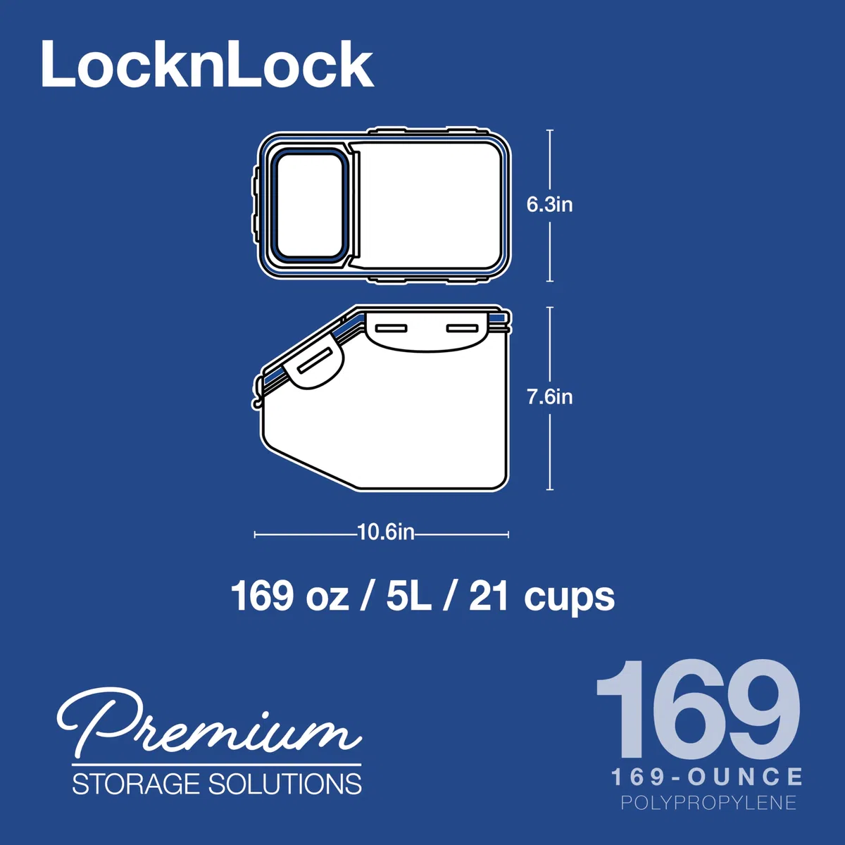 LocknLock HPL700 PP Carrello da cucina classico, 257 x 157 x 191 mm, 5 L, 100% ermetico, sistema di chiusura intelligente