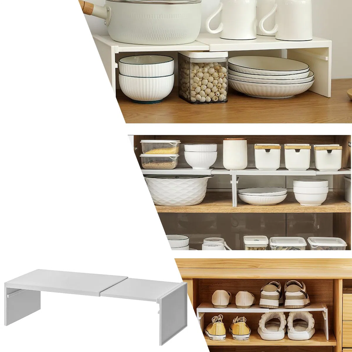 Stand De Rack - Divisore da cucina impilabile, mensola regolabile | Scaffale organizer leggero per armadio, guardaroba, guardaroba, guardaroba, porta scarpe, interno