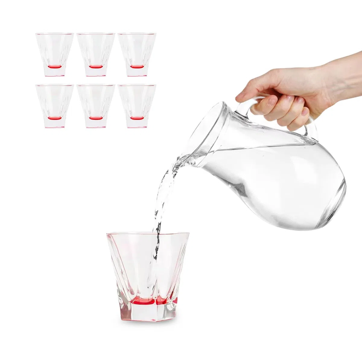 Avilia Set 6 Bicchieri 27CL con Fondo Rosso in Luxion - Resistenti ed Eleganti Ideali per Cene in Famiglia o Occasioni Speciali - Adatti a Tutti i Tipi di Bevande - Facili da Lavare in Lavastoviglie