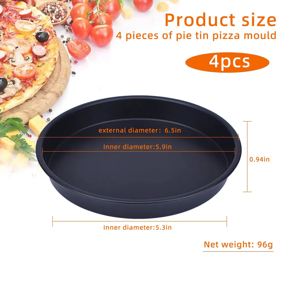 XZEIT 4 pezzi teglia per pizza teglia tonda da 15 cm teglia per pizza in acciaio al carbonio tortiera antiaderente set di teglie per pizza,mini tortiere da 6 "- teglie rotonde con rivestimento antiade