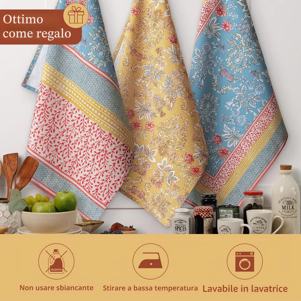 Maison d' Hermine Marquise 100% cotone Set di 3 strofinacci da cucina multiuso morbidi e assorbenti, strofinacci da bar, primavera/estate (50 cm x 70 cm)