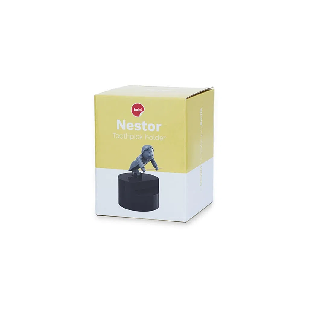 Balvi - Nestor porta stuzzicadenti. Dispenser automatico di stuzzicadenti. Con forma di maggiordomo.