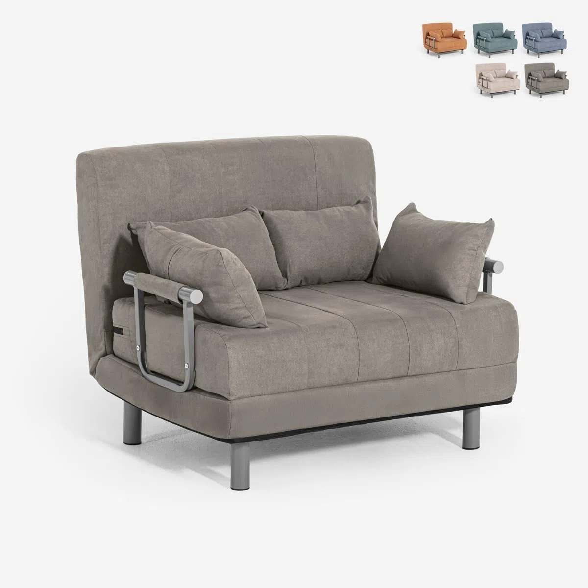 Produce Shop Poltrona Letto in Tessuto Pieghevole salvaspazio Deborah Twin Class - Grigio Scuro