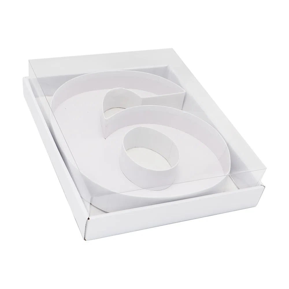 WENPACK Scatola regalo decorativa in cartapesta a forma di lettera, 31,8 cm, riempibile, per caramelle e caramelle con coperchio trasparente (bianco, 9)