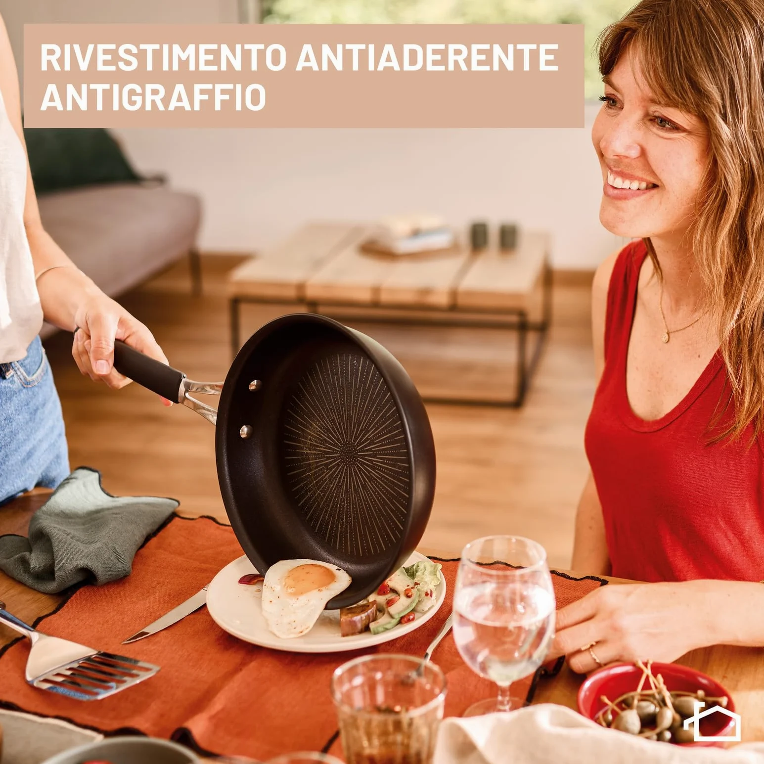 Lagostina Tempra, Padella 20cm con Rivestimento in Titanium Antiaderente Antigraffio, Fondo in Acciaio Inox, Manico Rivettato in Acciaio e Silicone, per Tutte le Fonti di Calore Inclusa Induzione