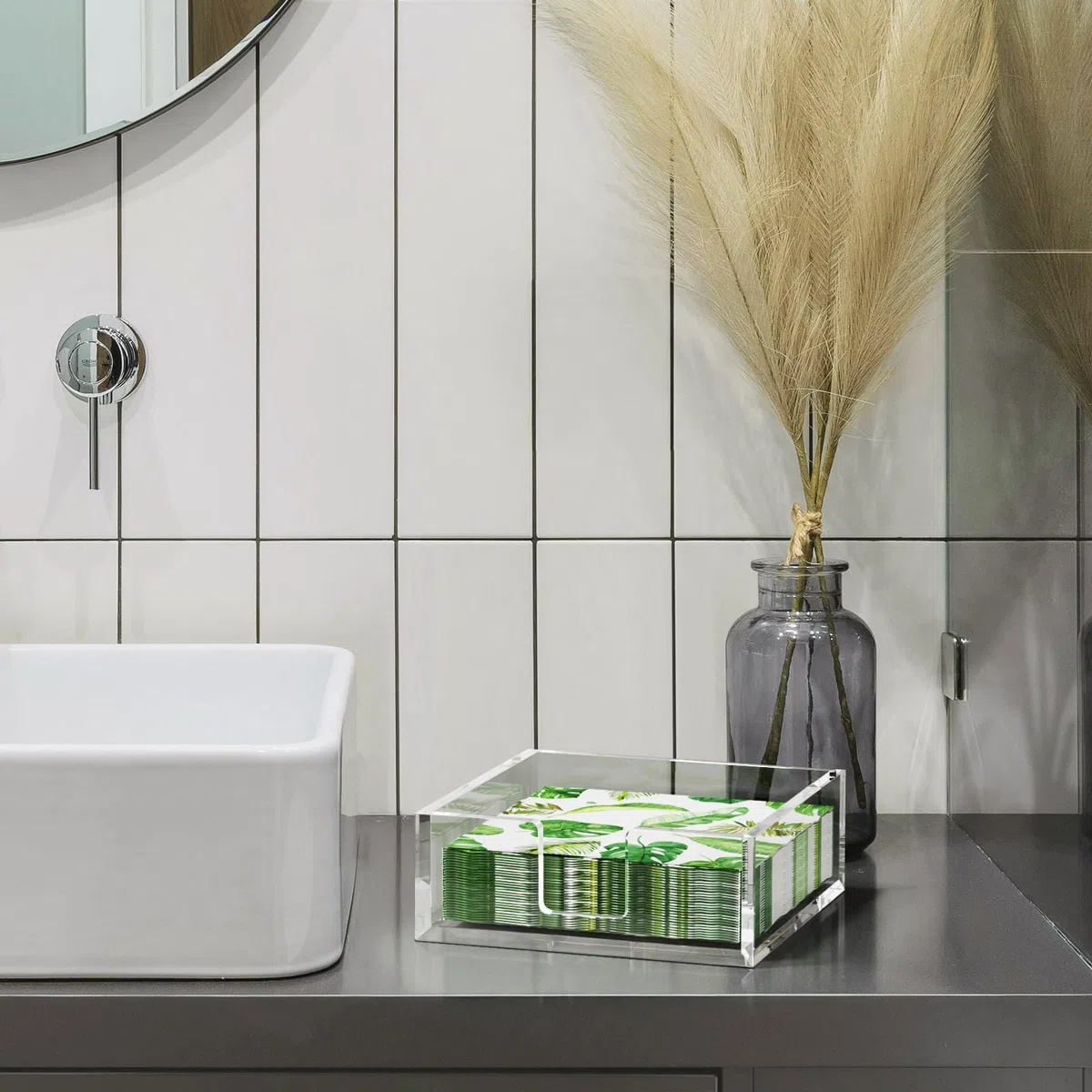 GlamRays Portatovaglioli in Acrilico Trasparente Quadrato Portatovaglioli da Tavolo Dispenser per Tovaglioli Portatovaglioli per Cocktail Porta Salviette per Ospiti per C