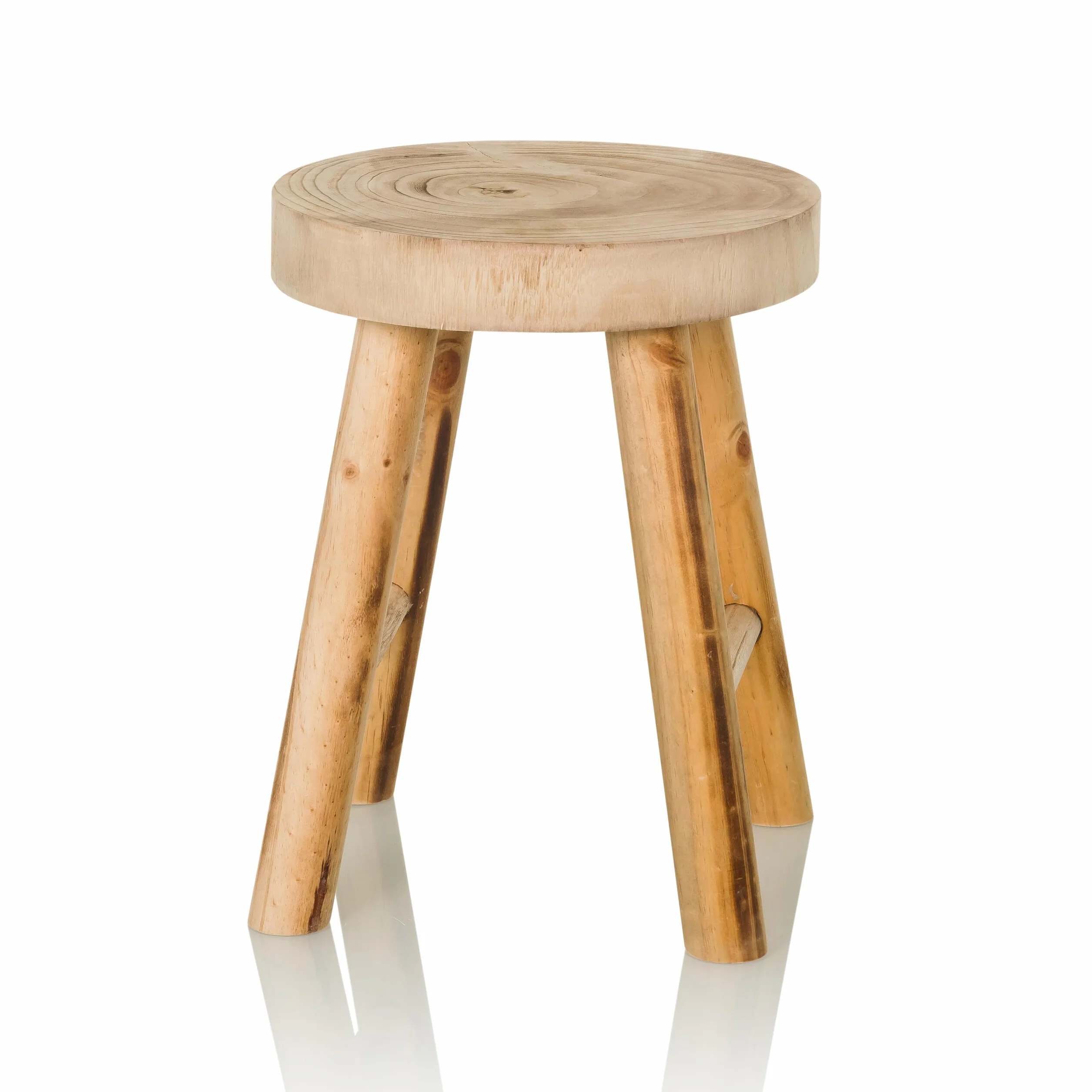 Sgabello in legno massiccio RUSTIKO W Robusto sgabello in legno Sgabello in stile scandi, sgabello da fiore in legno di paulownia