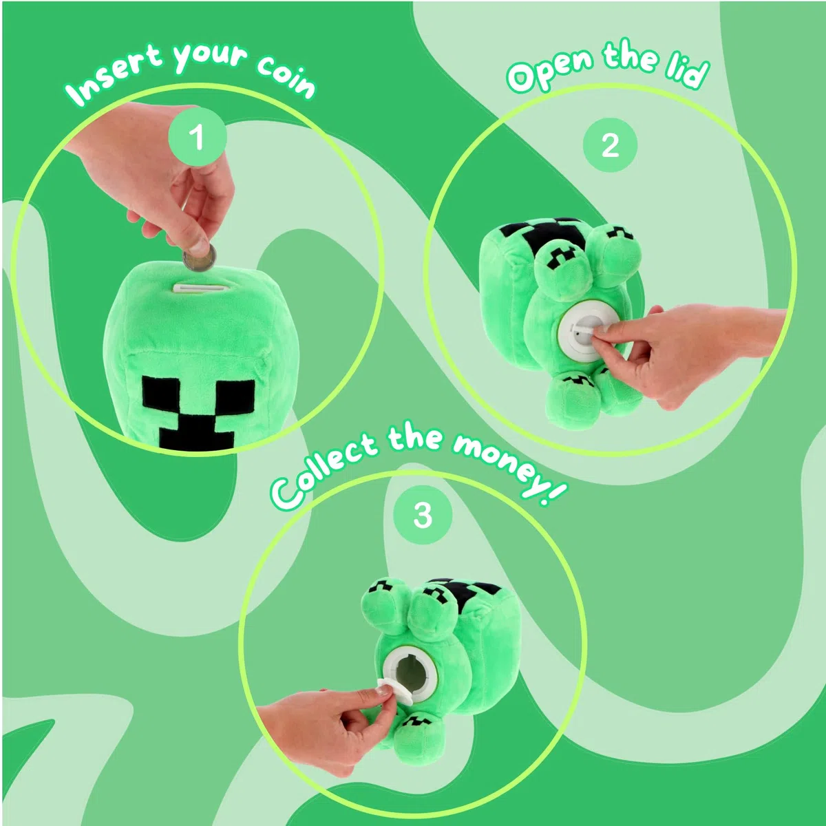 Minecraft Creeper Salvadanaio - Morbido Peluche Salvadanaio per Bambini - Prodotto con Licenza Ufficiale - Circa 20 cm - Carattere iconico - Regalo per giocatori e fan