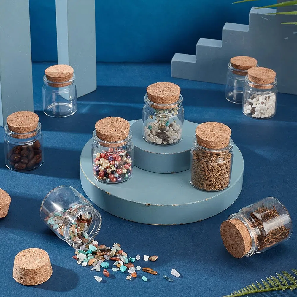 PH PandaHall 20pz 20ml Bottiglie di Vetro con Tappo di Sughero Mini Bottiglie di Vetro, Piccole Bottiglies Decorative per Matrimonio Conservare Piccoli Oggetti Bottiglies dei Desideri