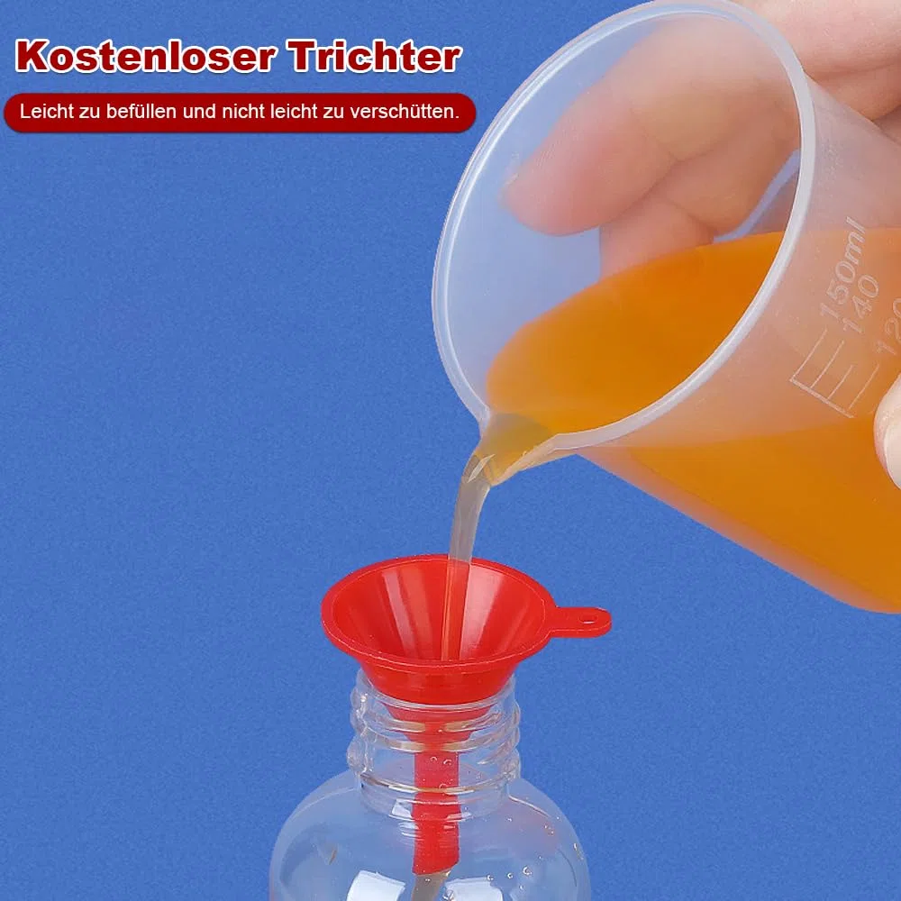 12 bottiglie in plastica, spremiagrumi, con tappi, dosatore, bottiglia con imbuto per spezie, ketchup, senape, mayo, olio d'oliva (10 pezzi da 100 ml, 2 pezzi da 20 ml)