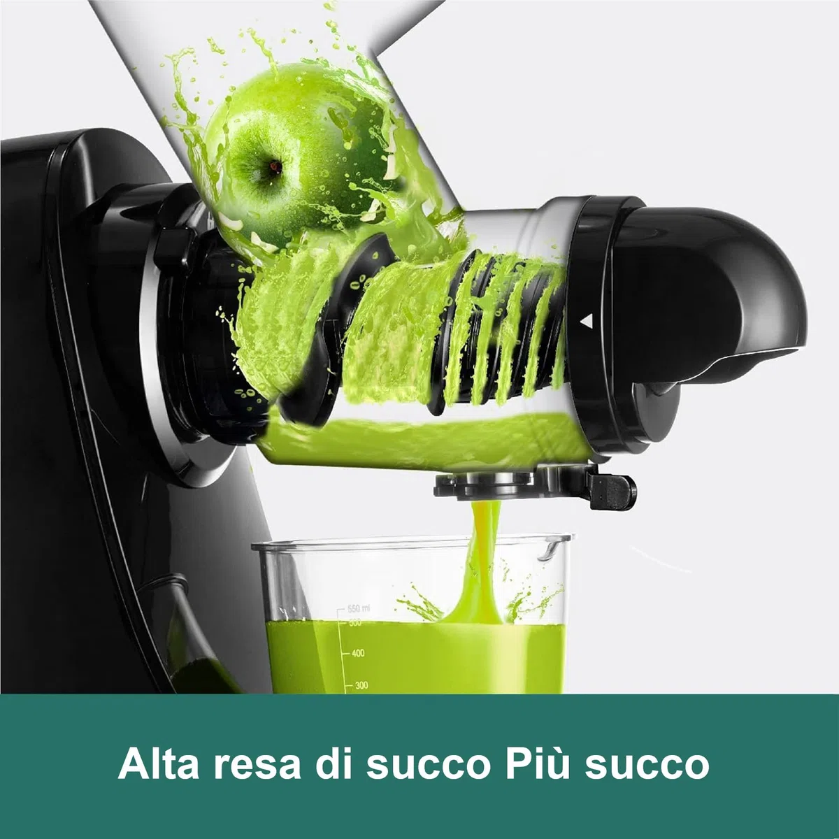 Fretta Estrattore frutta e verdura, Ampio scivolo da 76 mm, Senza BPA, Estrattore di succo silenzioso con funzione inversa, Facile da pulire (Nero)