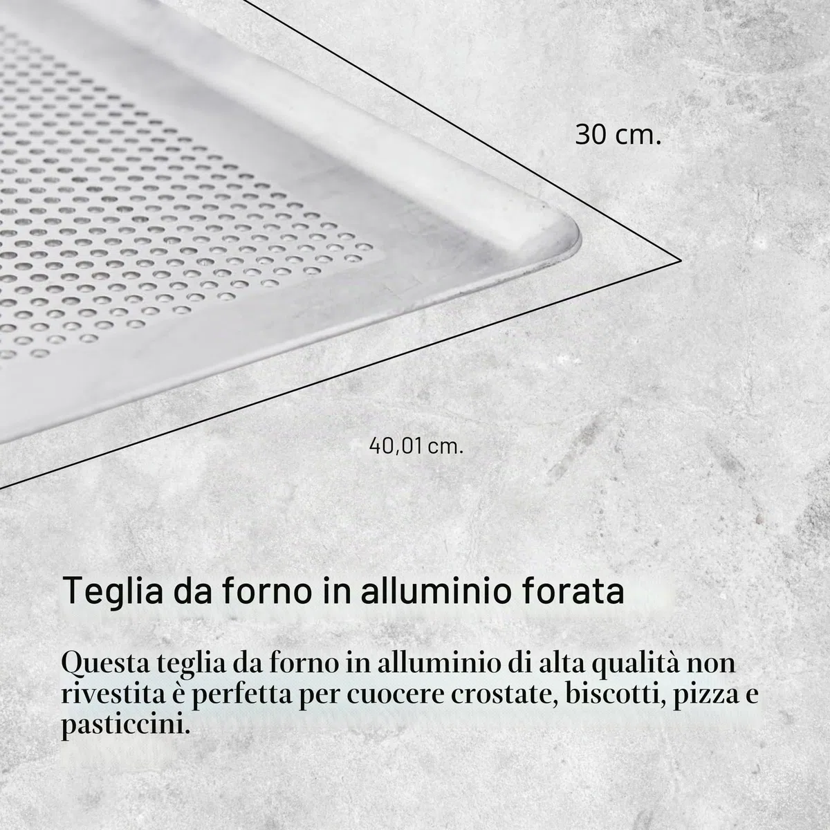 DE BUYER -7367.40 -piatto pasticceria alu. bordo perf p 40x30cm, Metallo