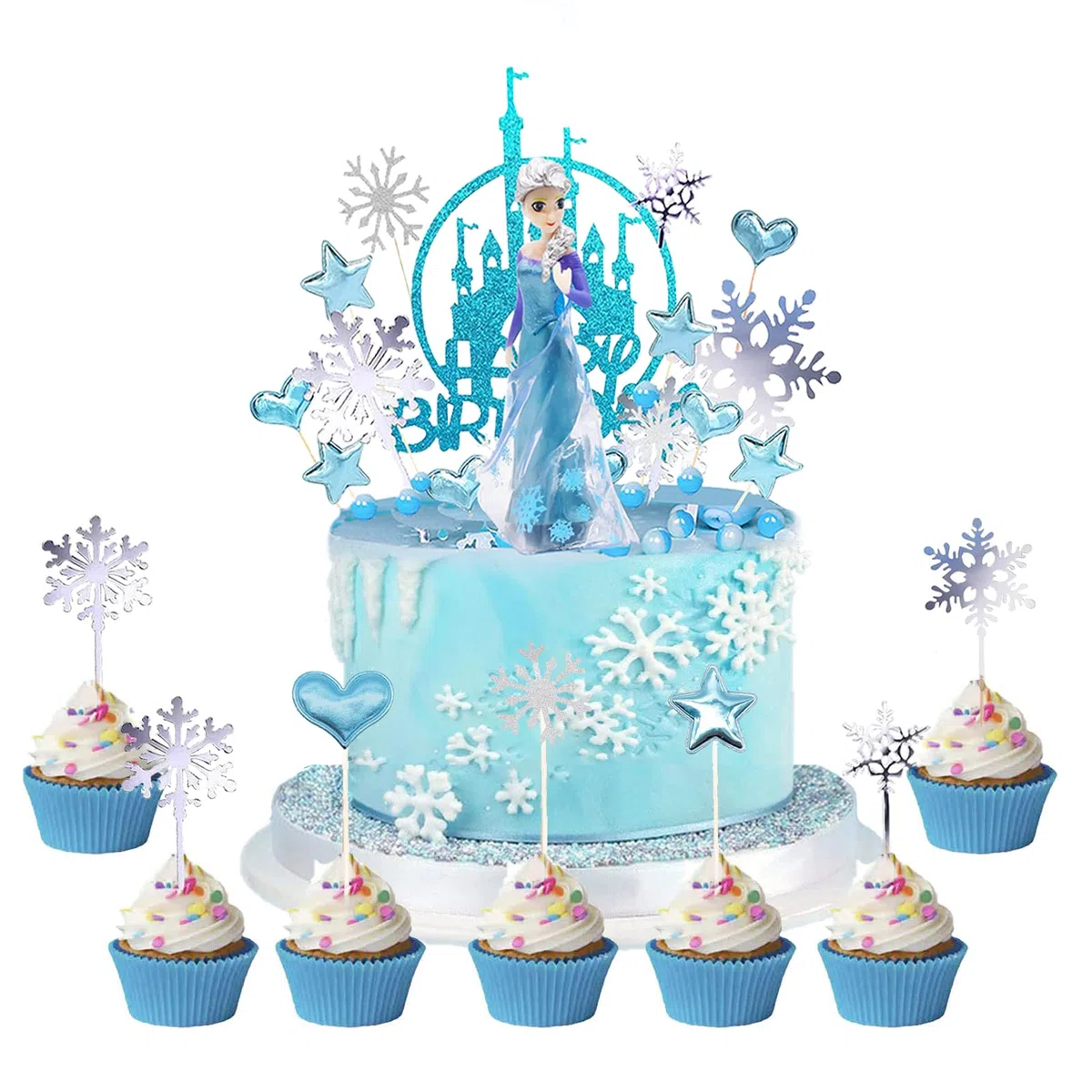26 Pezzi Decorazioni Torta, Buon Compleanno Decorazioni Torta con Mini Figurine Giocattoli per Bambini, Cake Topper per Bambini Ragazza Festa di Compleanno