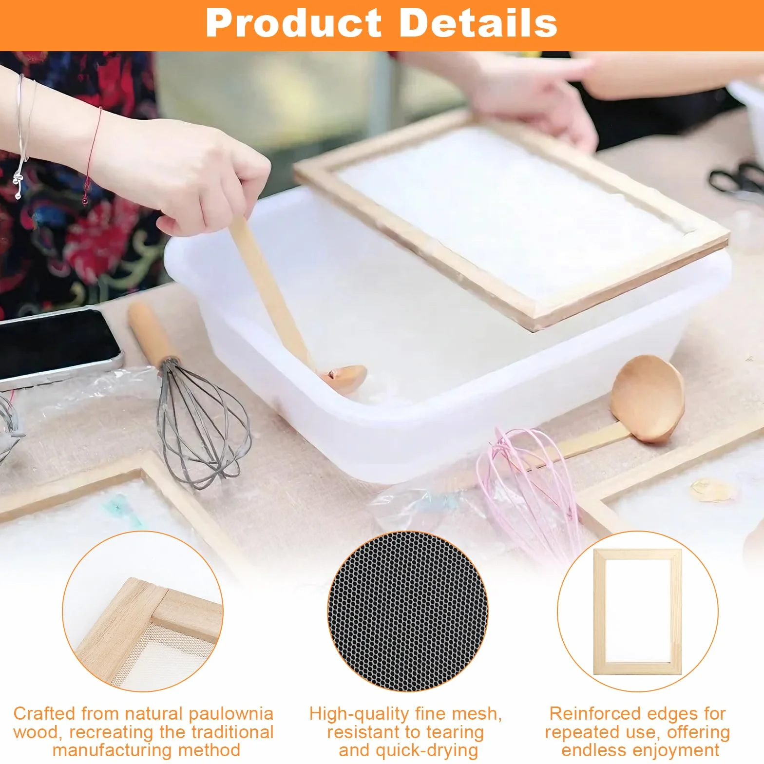 3PCS telai per Produzione della Carta in Legno Set Carta Fatta a Mano con Telaio e setaccio Strumento per Carta Riciclata Fai da Te Laboratori creativi e didattica Set per Serigrafia