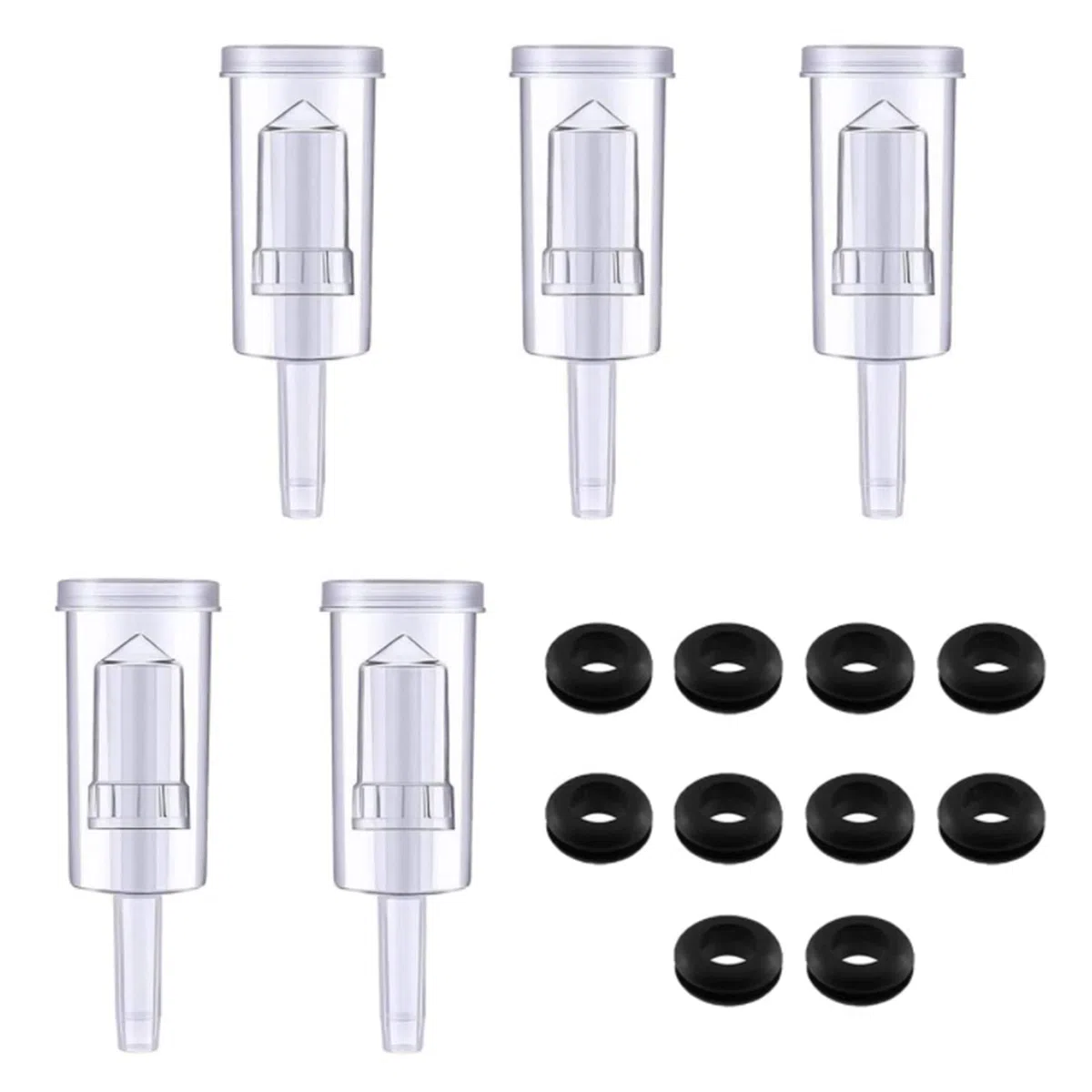 Fermentazione Airlock Tubi,Guador 5 pezzi Plastica Fermentazione Tubi e 10 Pezzi Anello Silicone di Fermentazione Airlock Tubi per Conservazione Domestica Produzione Birra Vino