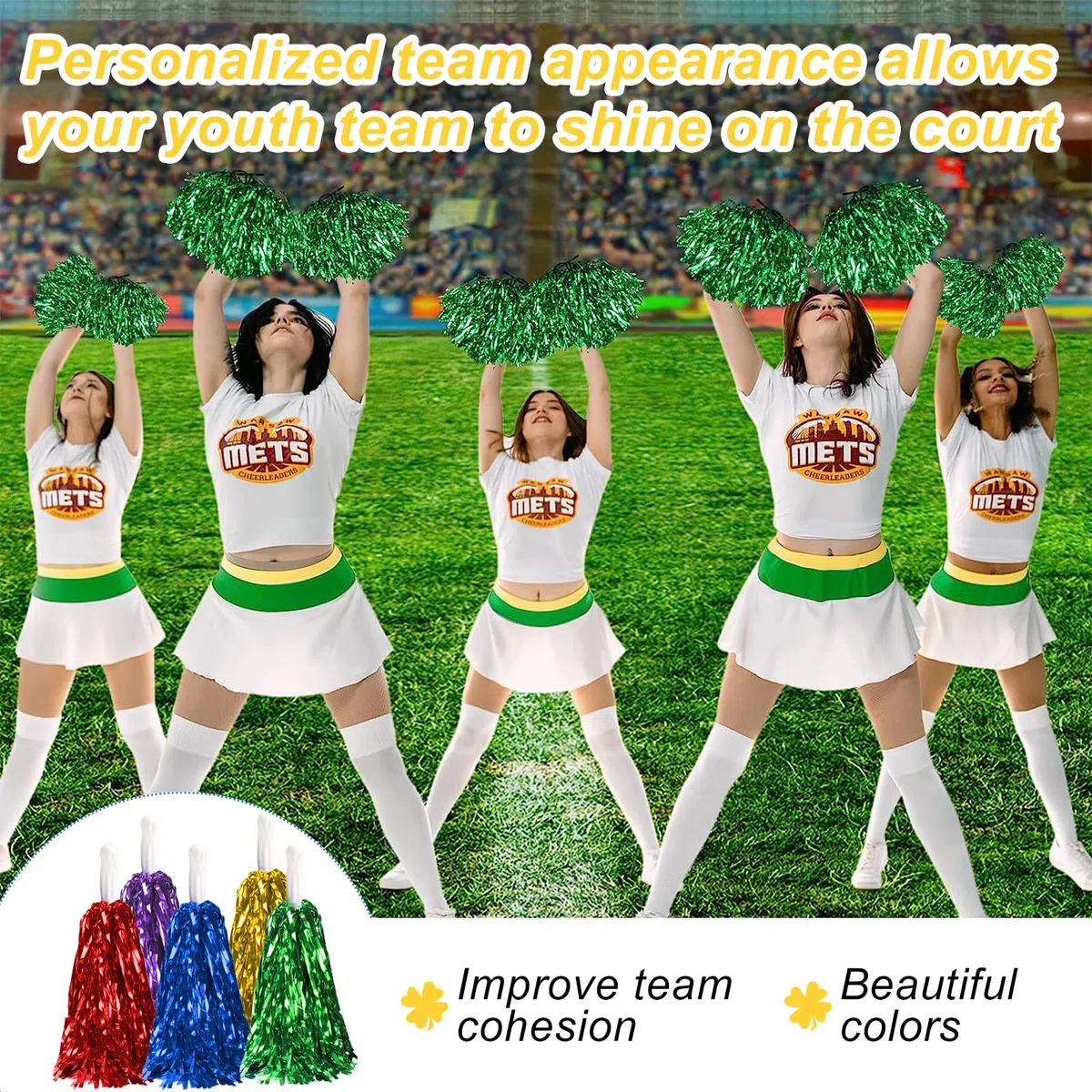 30 Pezzi Pon Pon Cheerleader, Cheerleading Pom, Pom PON di Squadra Cheer Leader per Eventi Sportivi Feste In Palcoscenico Feste（5 colori）