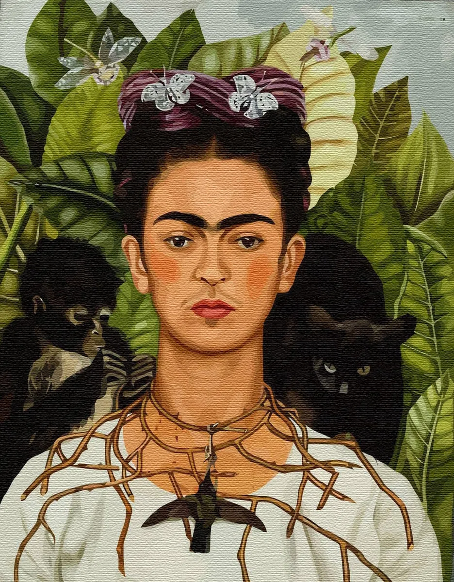 Artnapi Dipingere con i numeri, adulti con cornice, dipinta a mano, Frida Kahlo autoritratto | Kit per principianti e adulti | Set con colori acrilici e pennelli | 40 x 50 cm tela | regali