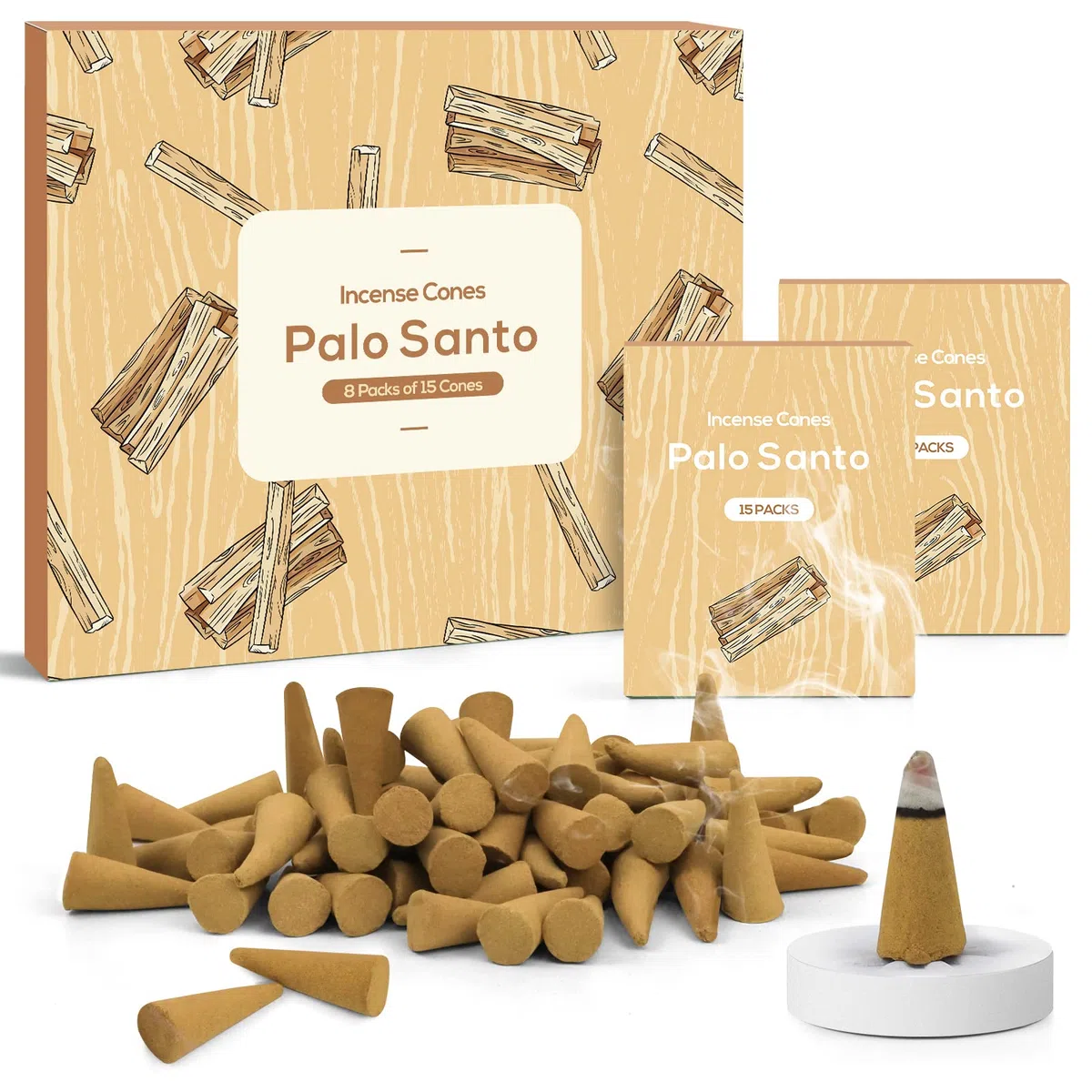 SCENTORINI Incenso coni 120 pz, Profumi Palo Santo, Coni di Incenso Naturale per Meditazione Yoga Purificazione Relax