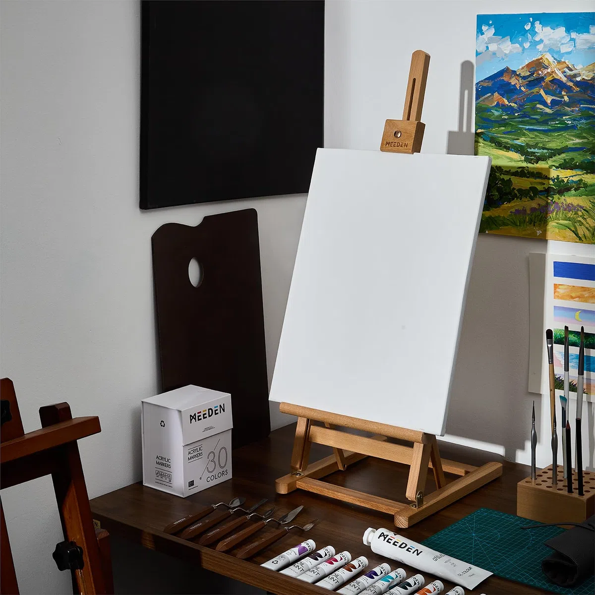MEEDEN Cavalletto da tavolo per studio con cornice ad H, cavalletto per pittura in legno, cavalletto da tavolo per esposizione artistica per artisti e principianti, per sostenere tele fino a 25"