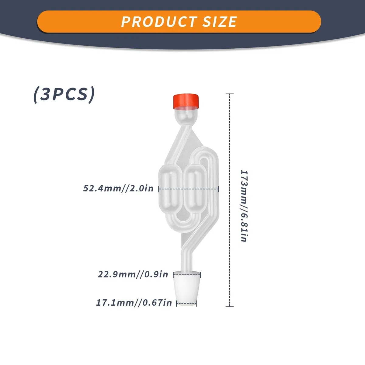 Gorgogliatore Fermentazione, 3 Pezzi Airlock di Fermentazione, Gorgogliatori on Coperchio in Plastica, Tubi di Fermentazione, Utilizzato per Preparare Birra, Vino, Crauti Fermentati 0XBIT