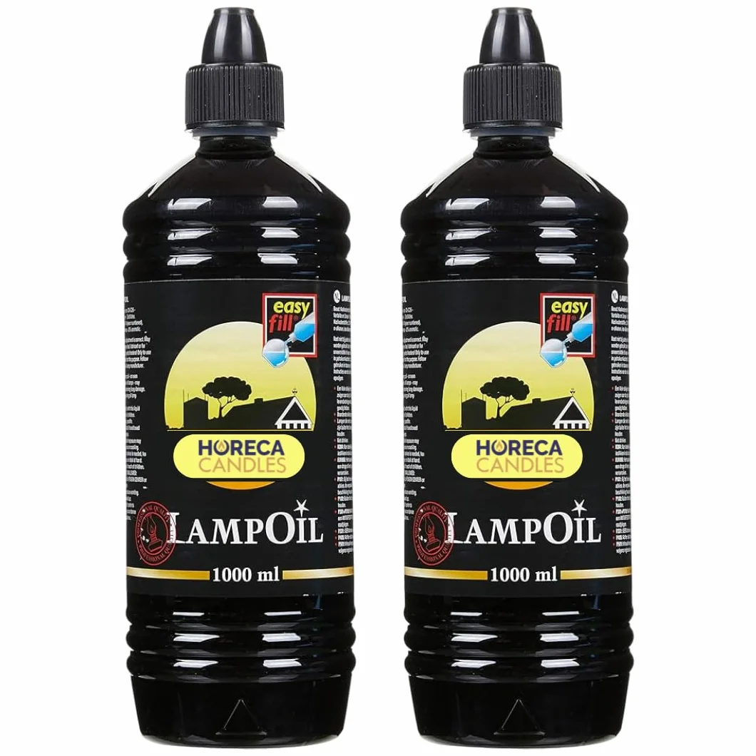 Horeca Candles - Olio per Lampade – 2x1L di Cera Liquida, Senza Fumo e Odore, Olio di Paraffina, Lunga Durata, Ideale per Uso Interno ed Esterno, Lampade a Petrolio e Torce, Fiaccole da Giardino