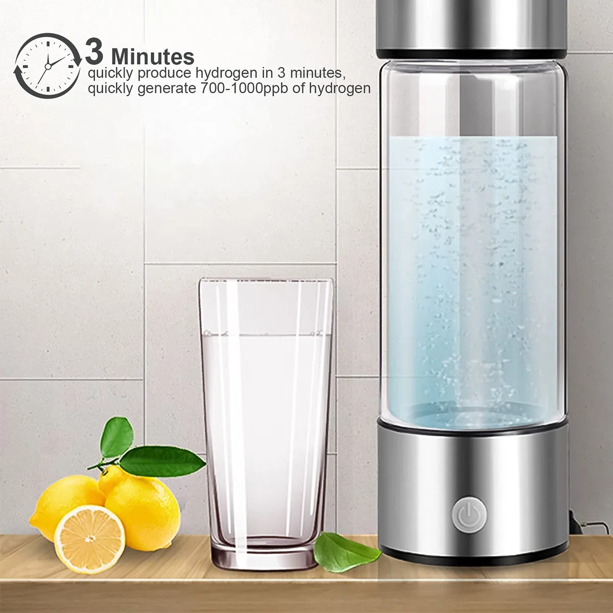 Generatore di Acqua Idrogenata, 450ML Portatile Tazza Ricca di Idrogeno Bottiglia d'Acqua Ricca di idrogeno Creatore di ioni Filtro, con Tecnologia SPE/PEM Idrogeno, Antietà e Antirughe