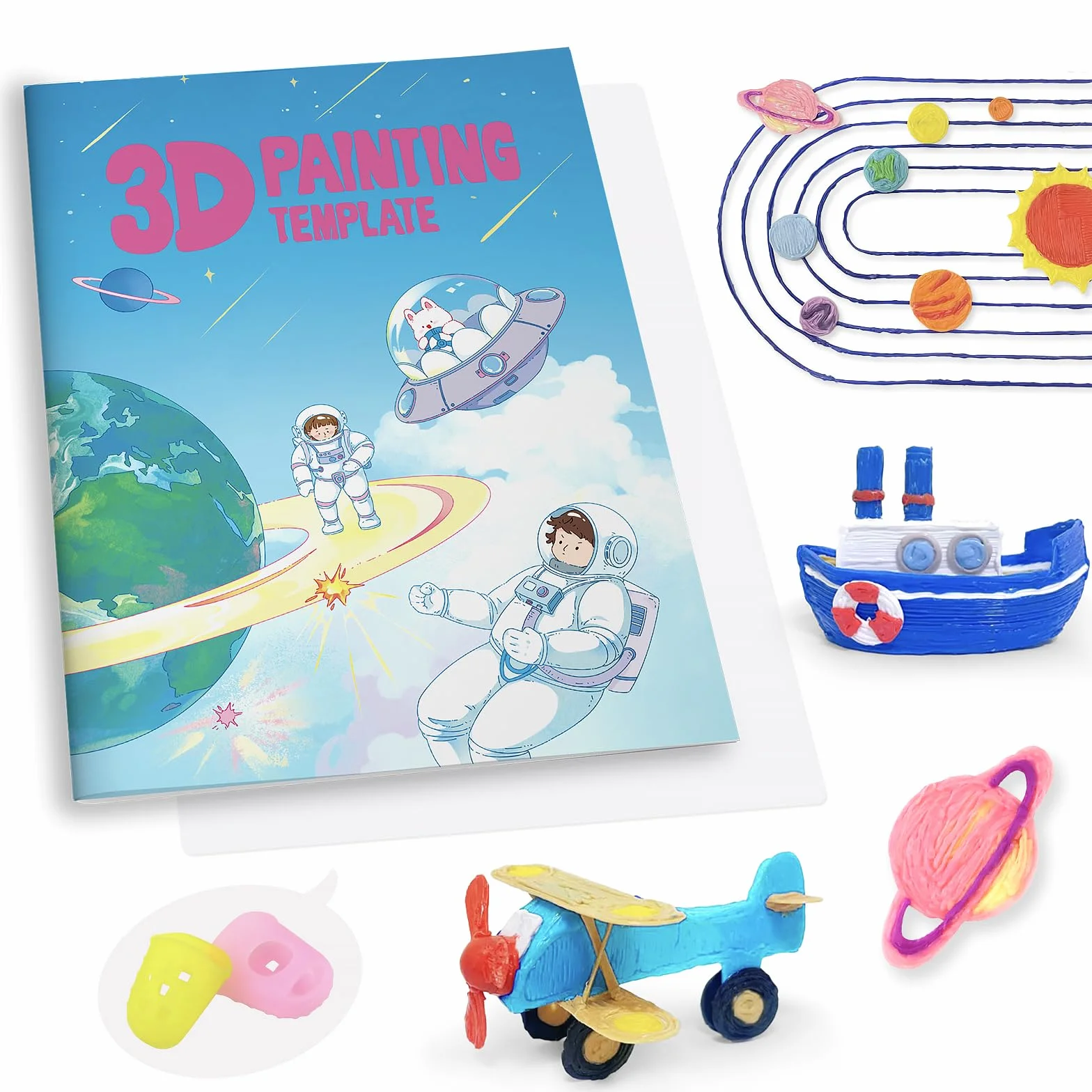 SONGTIY Libro da disegno 3D, 40 modelli riutilizzabili per graffiti, stampini creativi con piastra in PVC per principianti e artigiani, idee regalo fai da te per Natale e compleanni