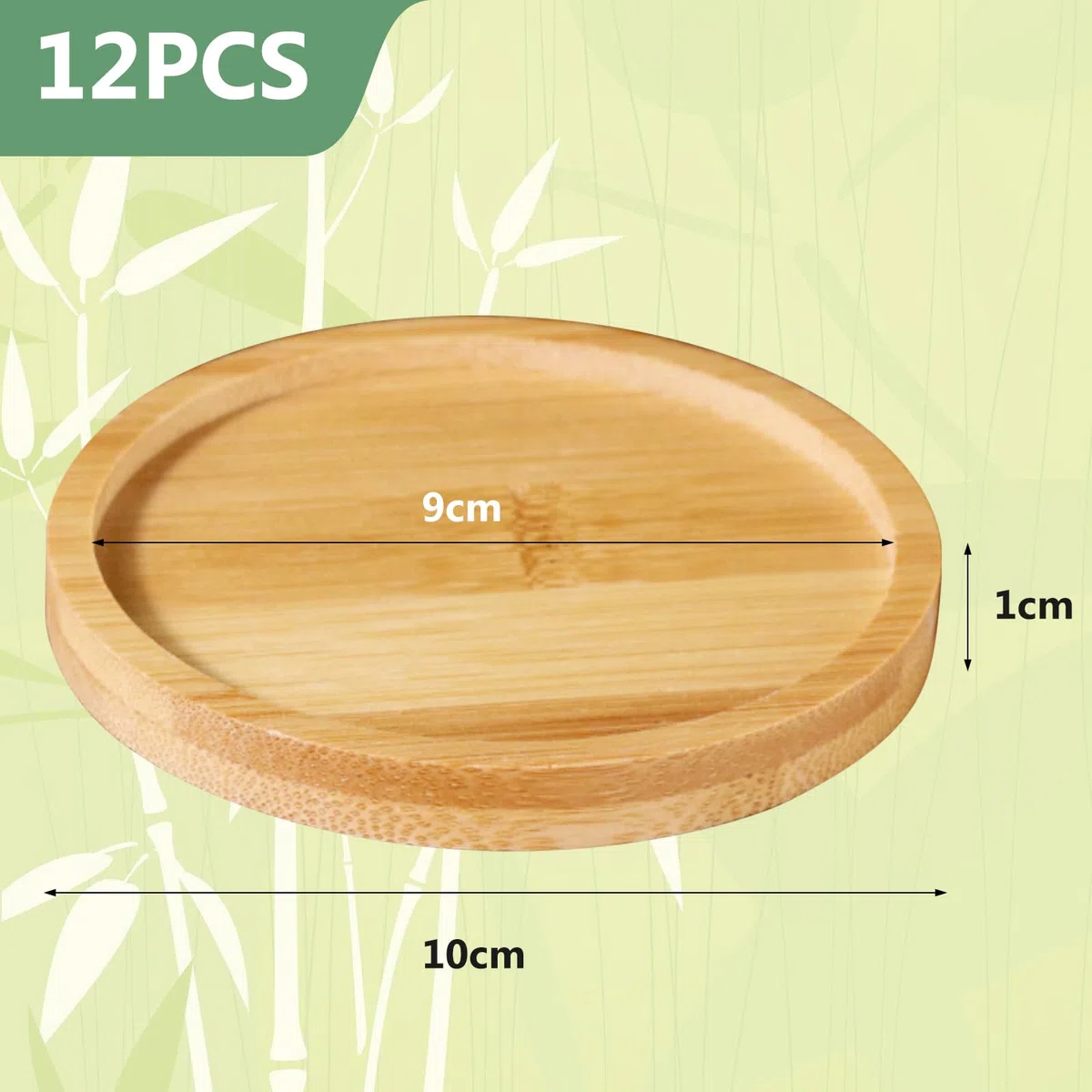 Piatti per Candela: 12 Pezzi Rotondi Piattini Decorativi in Bambù, Sottobicchieri in Legno per Battesimi, Vassoio Decorativo per Candele per Decorare o Come Articolo da Regalo (Diametro 9cm)