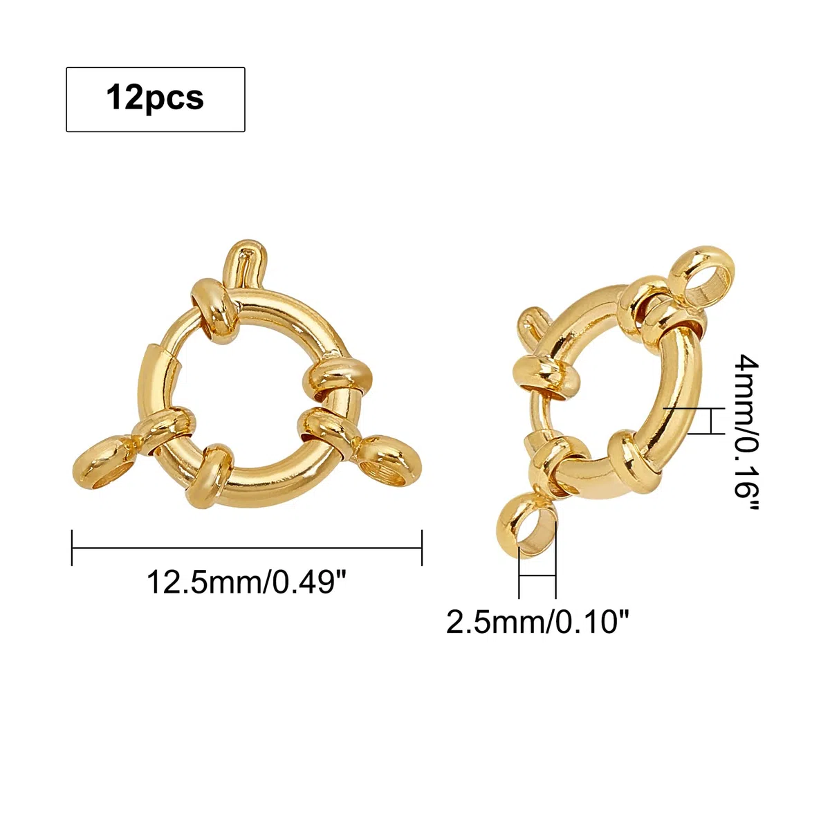 PH PandaHall 12 pz Reale 24K Placcato Oro 304 Fermagli A Molla In Acciaio Inox Anello Collana Connettore di Collegamento Charms per Brecelet Neckalce Gioielli Fai Da Te Craft Making, Oro
