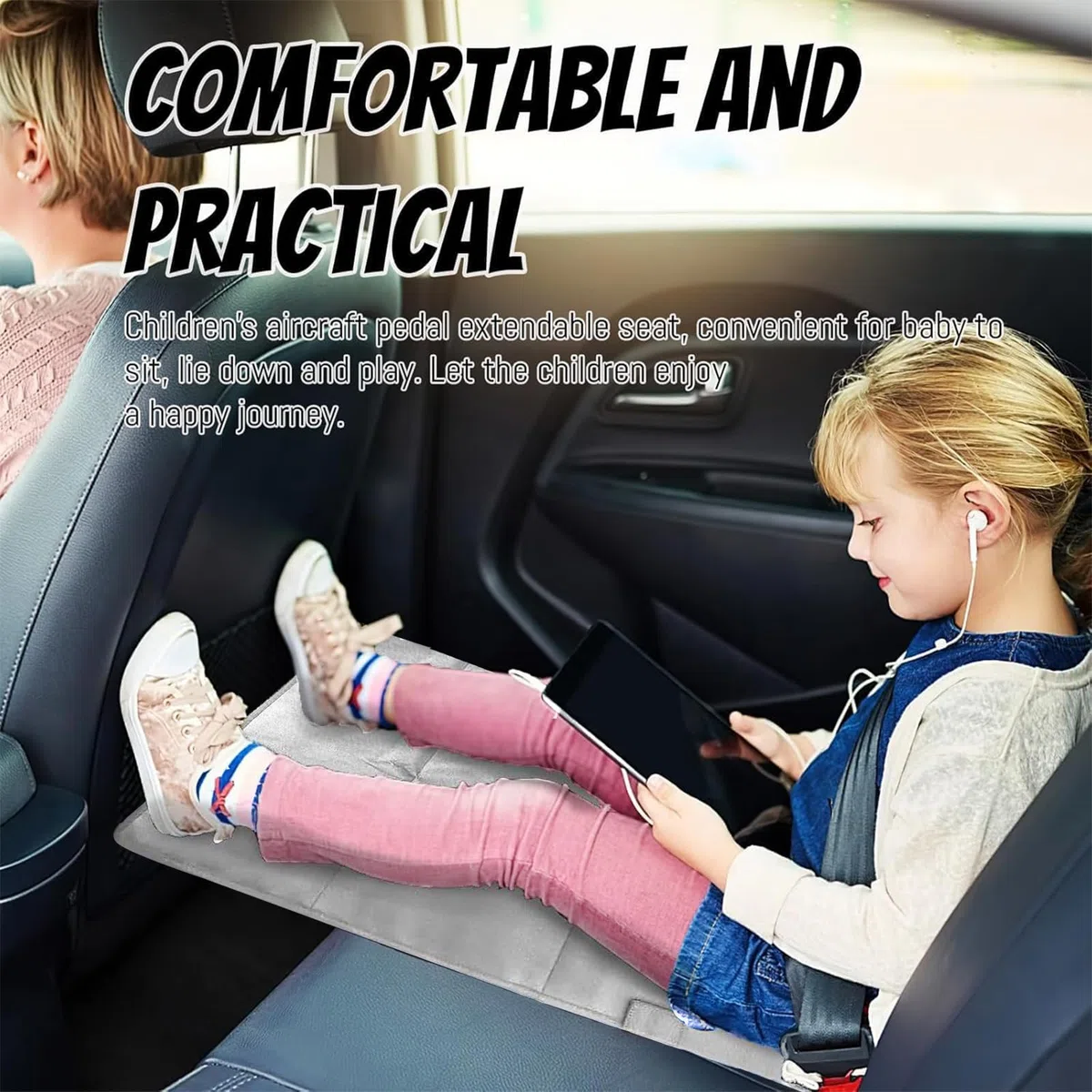 Poggiapiedi aereo per bambini, lettino da viaggio, pieghevole, Airplane Footrest for Kids, allungamento del sedile, per viaggi in volo a breve distanza