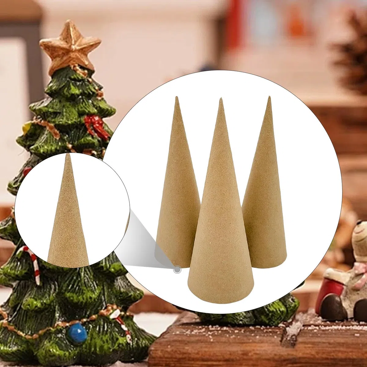 Oshhni 3 pezzi di coni di cartapesta, coni di cartone, decorazione versatile per l'albero di Natale, per dipingere decorazioni di Halloween, 25 Cm