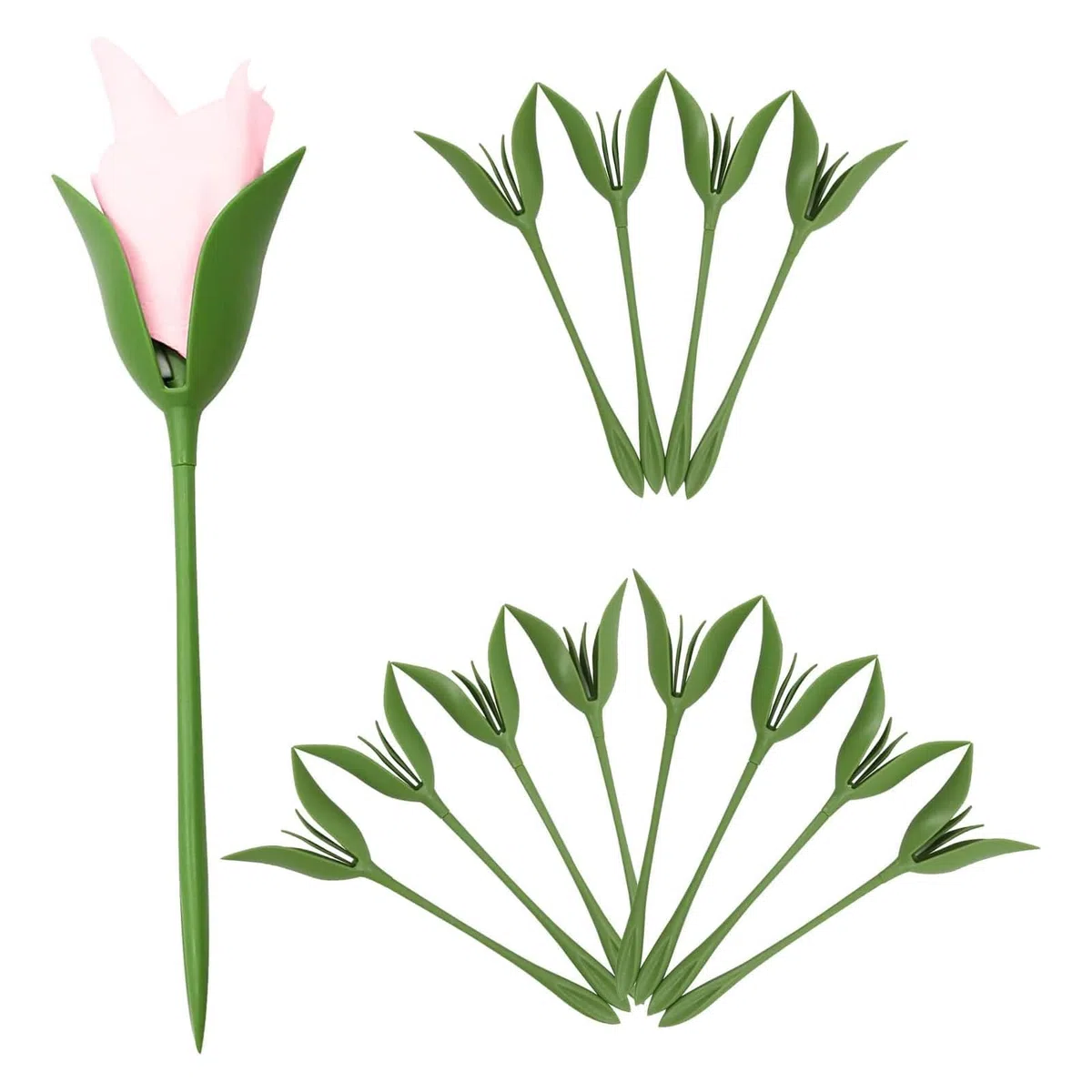 12 confezioni di portatovaglioli Bloom, anelli per tovaglioli verdi, porta tovaglioli a gambo di fiore intrecciato, set di 12 per la decorazione e gli allestimenti della tavola da cucina e di casa