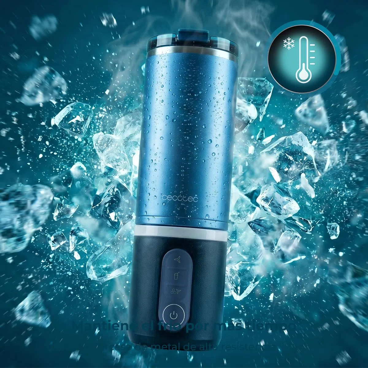 Cecotec Frullatore Portatile Power Titanium Shake2Go Dark Steel. 180W, Bicchiere Metallo 600ml Senza BPA, 3 Programmi Automatici, Ricarica USB-C, Goditi le Tue Bevande Fresche Molto più a Lungo Oggi